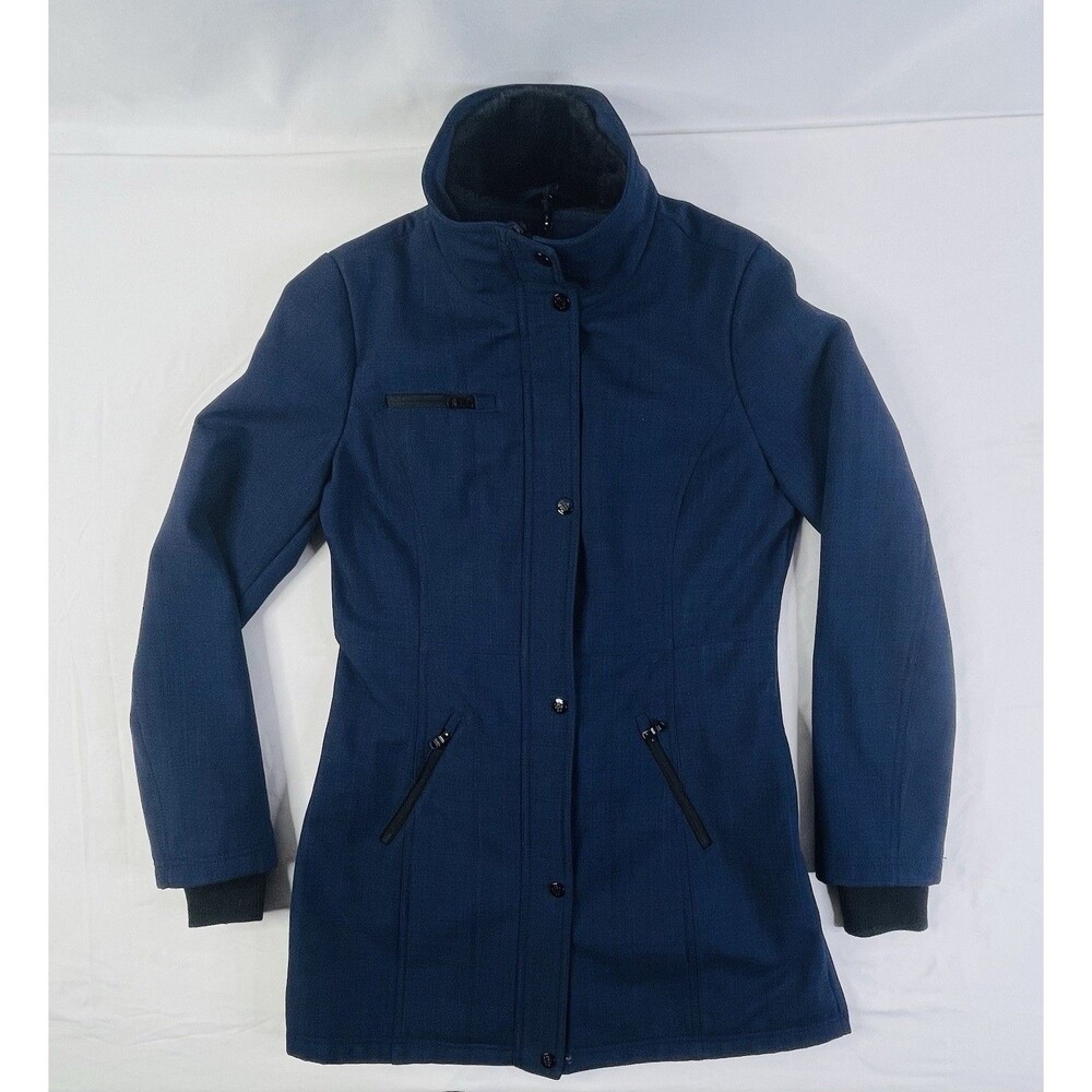 Jessica Simpson Navy Soft Shell Jacket With Faux Fur Collar Size Medium